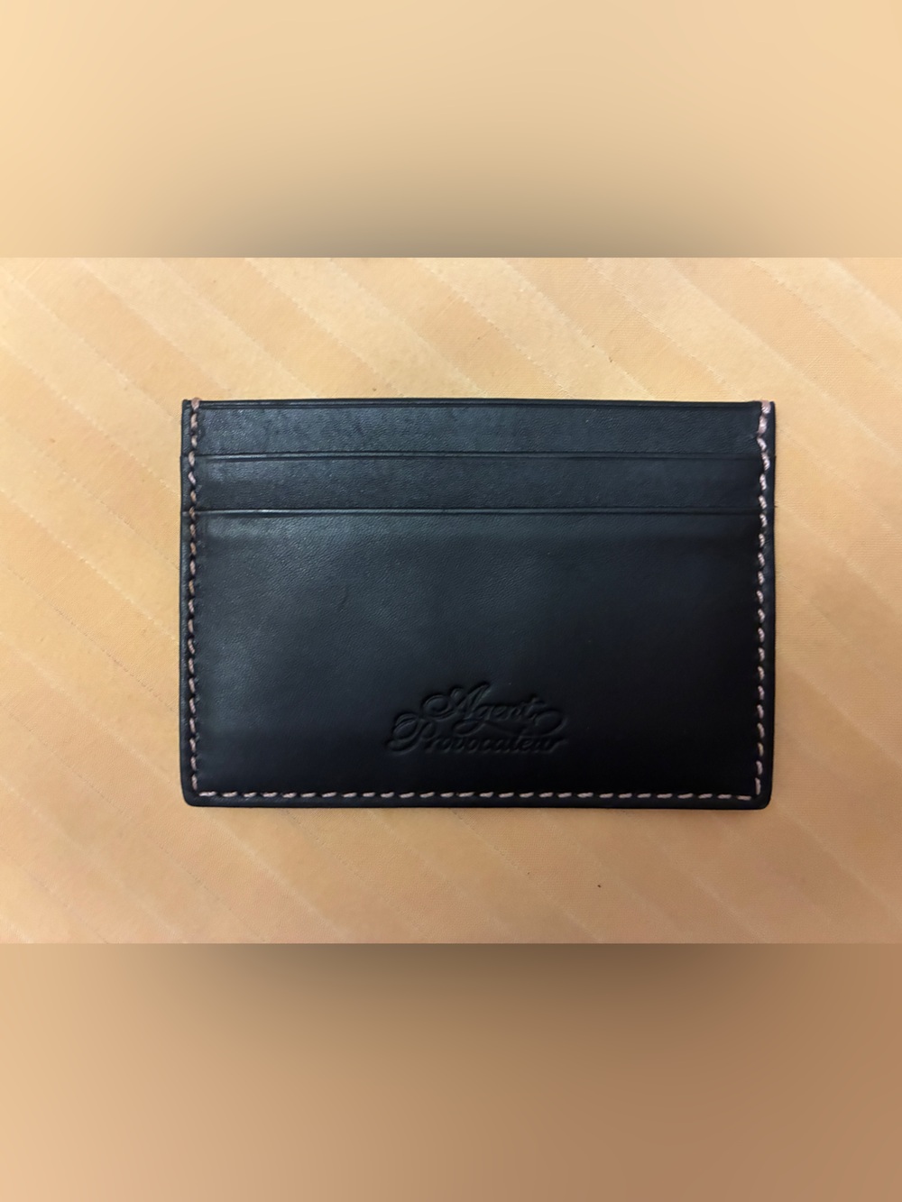 Agent Provocateur Leather Card Holder with Contrast Stitching - Black
